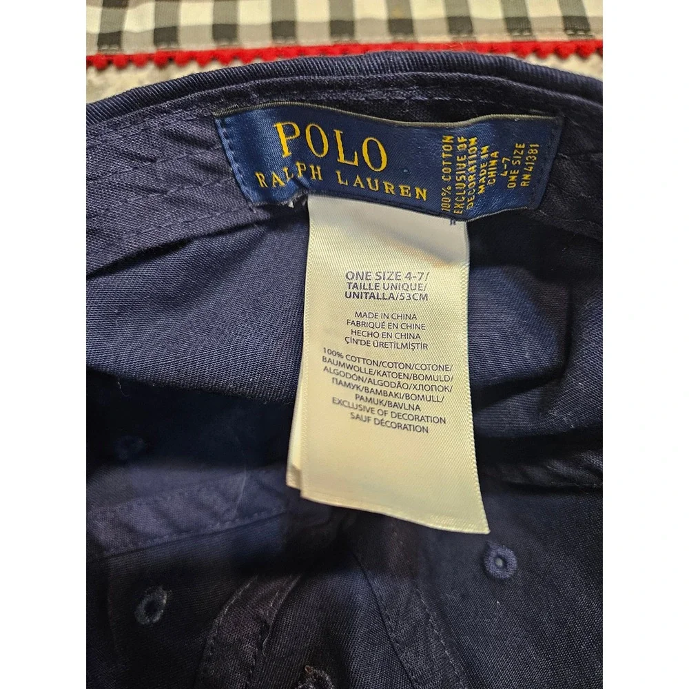 Polo Ralph Lauren Kids Navy Blue Cotton Chino Baseball  Hat Red Pony OS 4-7